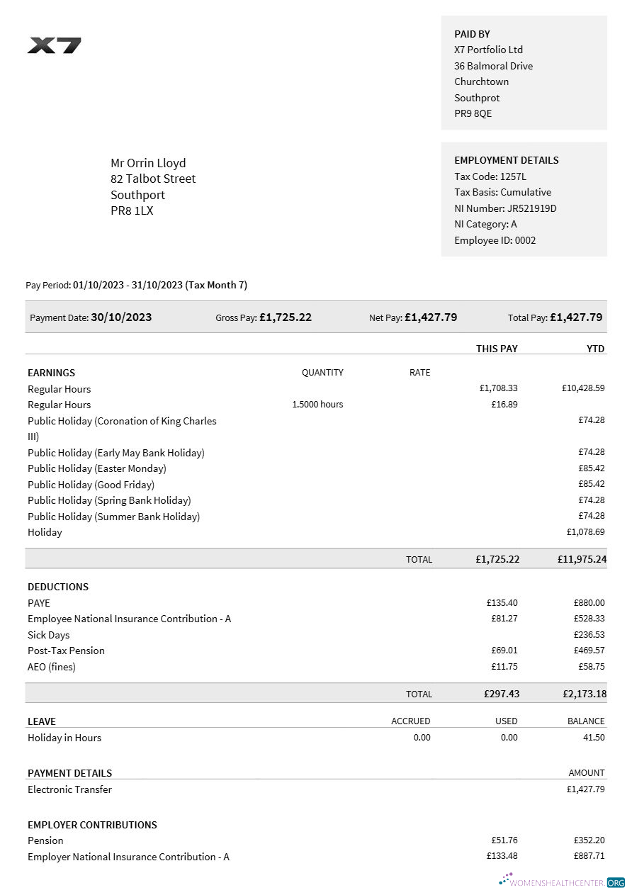 Download X7 Portfolio payslip template in Word and PDF formats.pdf, 1 Photoshop template